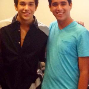 Kyle & Austin Mahone on set of their new 5 Gum commercial.