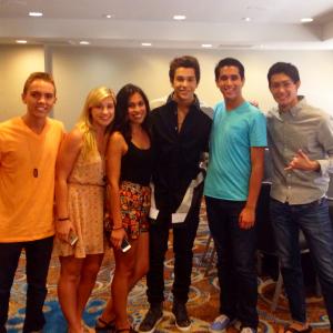 Kyle on set with Austin Mahone and the rest of the cast of his 5 Gum commercial