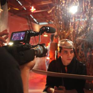 Mitchell Musolino on set of The Barn 2015