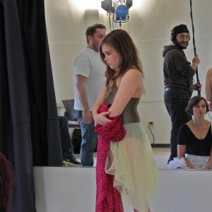 Bridget as Isobel on the set of Dance Your Heart Out