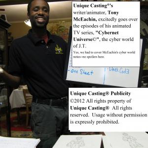 Unique Casting®'s Tony McEachin excitedly going over his animated TV Series 