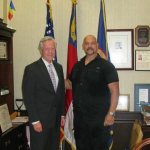 Unique Castings Darryl Baldwin with Mayor Allen Joiner
