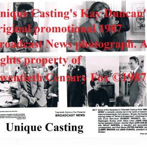 Broadcast News ©1987 Twentieth Century Fox Film Corp. original 1987 promotional photo; Photo Credit Kenny Hayes; Original photograph sits in Kay Duncan's Unique Casting office.