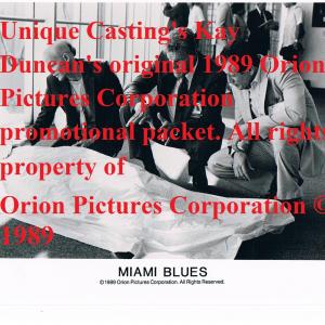 Miami Blues 1989 Orion Pictures Corporation original 1989 promotional photo Original photograph sits in Kay Duncans Unique Casting office