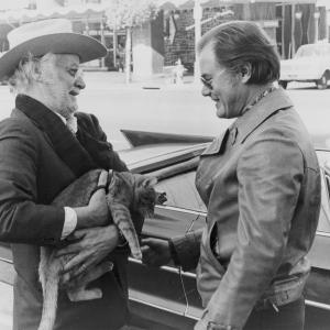 Still of Larry Hagman Art Carney and Tonto in Harry and Tonto 1974