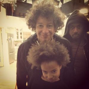 Comparing fro's with Jeffrey Ross with Romany Malco on set of Keep it Together