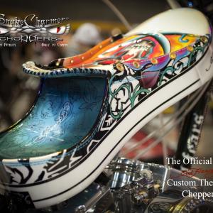 Worlds First Official Ed Hardy custom theme Chopper Buit and designed by SnakeCharmer Choppers