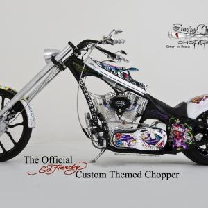Worlds First Official Ed Hardy custom theme Chopper. Buit and designed by SnakeCharmer Choppers