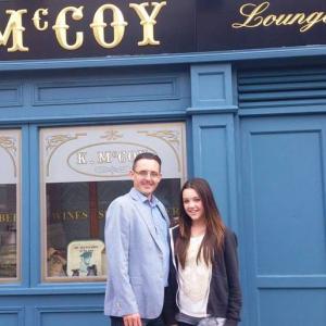 Actress Chloe Gibson and dad producer Stephen Gibson, Fair City set @ RTE Studios in Dublin 2013.