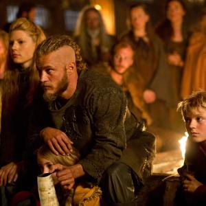 Still of Katheryn Winnick Travis Fimmel and Nathan OToole in Vikings Burial of the Dead 2013