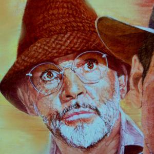 Indiana Jones and the last Crusade movie poster oil  close up