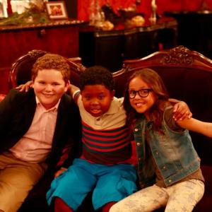 Cade Sutton with Lil PNut Benjamin Flores Jr and Breanna Yde on the set of Haunted Hathaways