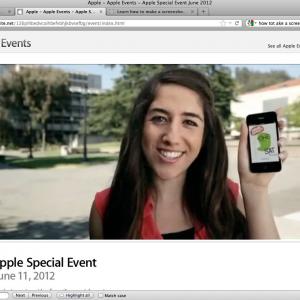 I booked an Apple spot  so exciting! Here is a screenshot of a video that appeared at Apples World Wide Developers Conference in San Francisco 2012 It is also can be viewed on Apples website