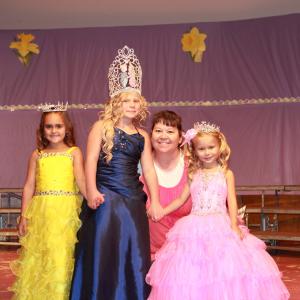 The pageant scene: Actresses from left are: Ella, Katelynn, (Producer, Candy J. Beard) and Hannah. August 2013
