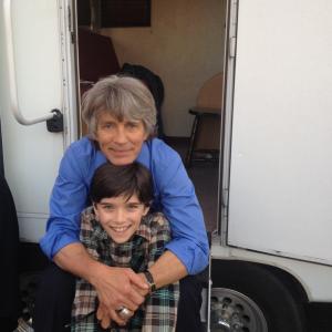 Mateo Simon and Eric Roberts on set filming FEAR NOT