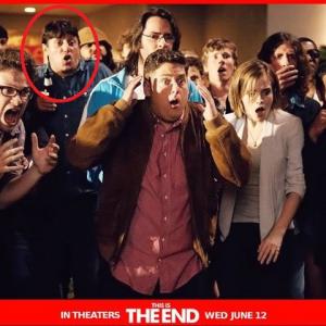 This Is The End.Promo pic. Front row: Seth Rogen, Jonah Hill, Emma Watson and Craig Robinson