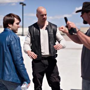 On the set of Running Down Pathe Instructing the actors on stunt choreography  action with the Director Mateo Hobbs