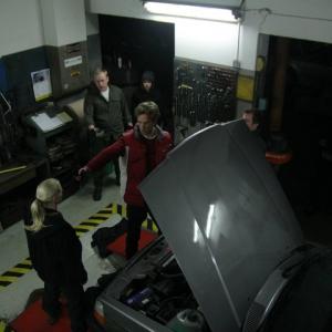 Emeli Emanuelson and Matti Leinikka as Simone and Kasper together with crew in Incarceration by Blood 2010