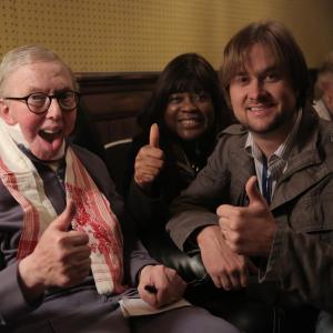 Brett Hays with Roger Ebert and Chaz Ebert on the set of Ebertfest