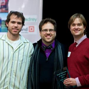 Champaign County Small Business of the Year 2012 Award for Shatterglass Studios. Myles Beeson, Luke Boyce & Brett Hays