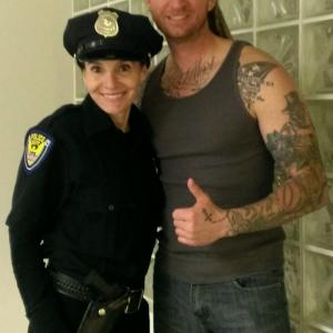 On set of Swamp Murders.Aimee Dunn as my arresting officer, Myself as Neo Nazi Sean Haines.