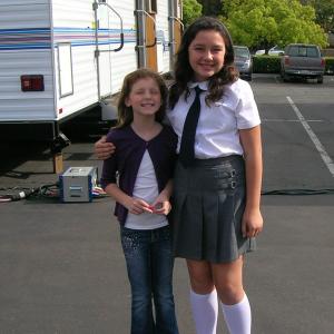 Ella Rouhier and Amara Miller on the set of 1600 Penn