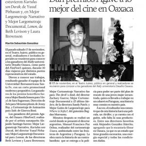 Local newspaper Oaxaca International Film Fest 2012