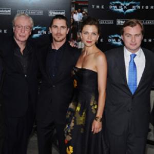 Morgan Freeman Gary Oldman Christian Bale Michael Caine Maggie Gyllenhaal and Christopher Nolan at event of Tamsos riteris 2008