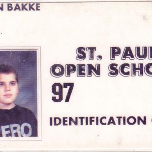 Bakkes seventh grade High School identification card 1997