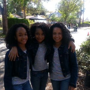 Photo Double (left), Actress Kyla Drew-Simmons (Center) and Stunt Double Brenda Garcia (right) on 