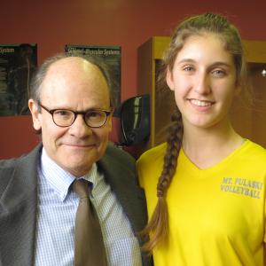 On set, Miles with Ethan Phillips.