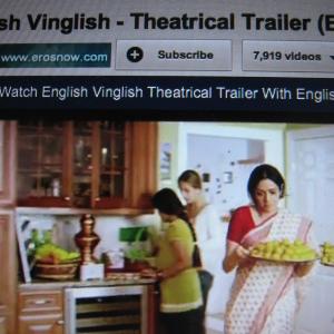 English Vinglish - Theatrical Trailer. Carina in white shirt with Star Sridevi.