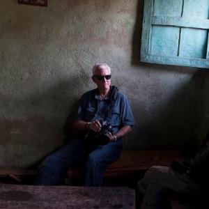 John Rowe in a local bar Jinka Ethiopia