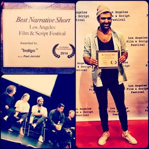 Paul Jerndal receives Best Narrative Short Award for Indigo at Los Angeles Film and Script Festival QnA and Red Carpet pics