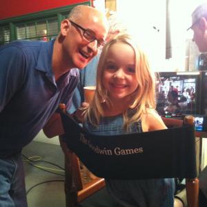 Mckenna Grace and Director Peyton Reed on set of Goodwin Games
