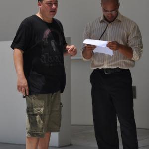 Paul Hudson and Jay Gutierrez on the set of HEAR NO EVIL.