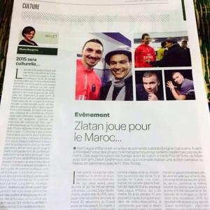 Newspaper Les inspirations co  Article with full focus on Zlatan Me proud Moroccan and Sweden and our close cooperation