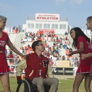 Still of Naya Rivera Dianna Agron Kevin McHale and Heather Morris in Glee 2009