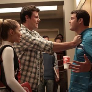 Still of Cory Monteith, Dianna Agron and Max Adler in Glee (2009)