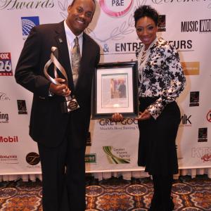 Filmmaker Greg Carter with Actress/Attorney Jalene M. Mack at the Top 50 Black Professional & Entrepreneurs Award Show in Houston, Texas.