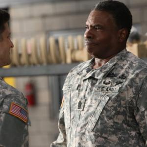 Still of Keith David and Parker Young in Enlisted 2014
