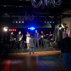 Verna Francis, Gavin Lodge, Scott Baylis, Julian Burdock, Max Grunhard, Jose Joyette, John McKenzie, Ray Cooke and Linzy Attenborough on the set of The Milestones Promo Video