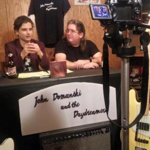 John Domanski and Aaron S. Robertson of John Domanski and the Daydreamers on set for an episode of the Daydreamer's Lounge, which can be viewed on YouTube, July 2015.