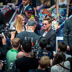 Gemita Samarra Dave Bautista and Robert Downey Jr at the European Avengers Premiere