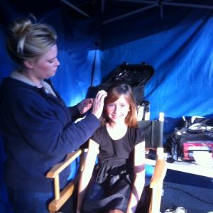 In hair and makeup working on Blood Relatives Season 2 Episode 201 Splitting Heirs 2012