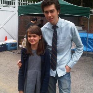 Alice with Nat Wolff on the movie set