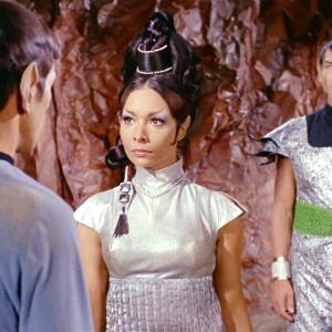 Still of Leonard Nimoy, Arlene Martel and Lawrence Montaigne in Star Trek (1966)