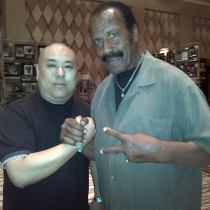 I am with Fred Williamson the great actor who played Spear Chuckerin the movie MASH