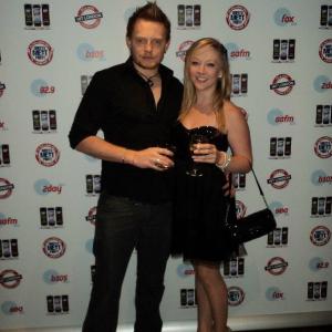 Actors, Mathew Waters and Renée Bourke, at 2DayFM Party in London.
