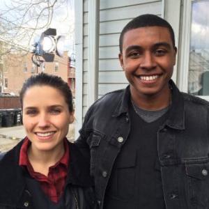 Joseph Anderson and Sophia Bush on set for the season finale of Chicago P.D.
